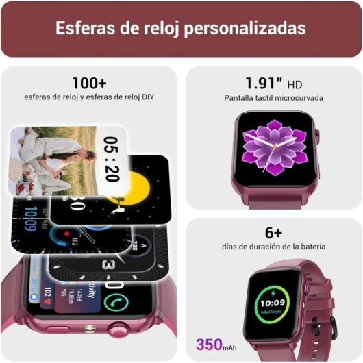 Iowodo Bluetooth 1,91" Negro Correa S/M IP68 SpO2 Pulsómetro Monitor Sueño