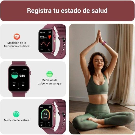 Iowodo Bluetooth 1,91" Negro Correa S/M IP68 SpO2 Pulsómetro Monitor Sueño