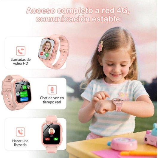 Iowodo Reloj Inteligente 4G 1,75" GPS Niños Correa Silicona IP68 SOS