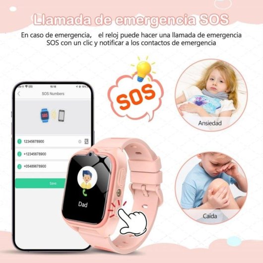 Iowodo Reloj Inteligente 4G 1,75" GPS Niños Correa Silicona IP68 SOS