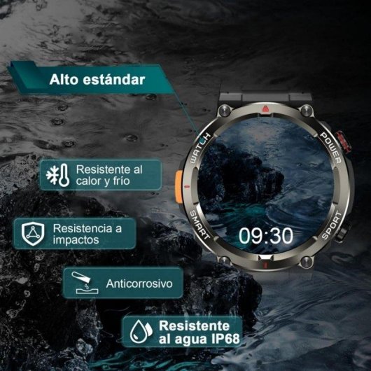 Iowodo Bluetooth 1,45" Negro Correa Silicona y Nailon IP68 SpO2 Pulsómetro