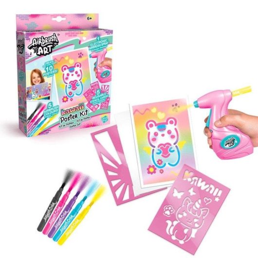 Kit Airbrush Art Canal Toys - Pulverisateur Electronique + 5 Pochoirs + 5 Marqueurs