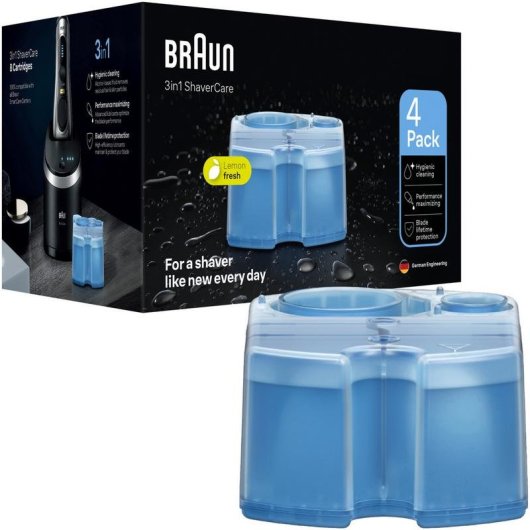 Cartucho de limpeza Braun CCR4 ShaverCare 3 em 1 Pack 4