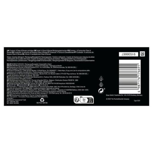 Cartucho de limpeza Braun CCR4 ShaverCare 3 em 1 Pack 4