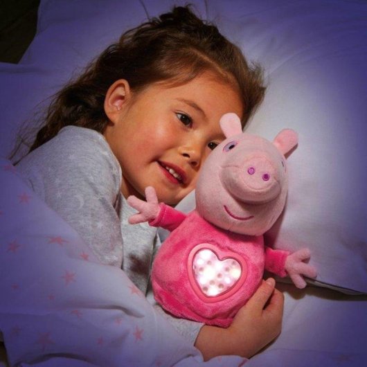 Peluche Peppa Pig Sleepover avec Lumière et Nana, Sac de Couchage et Poignée