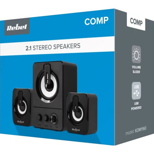 Lautsprecher Rebel 2.1 USB 11W mit Subwoofer und Audiosteuerung