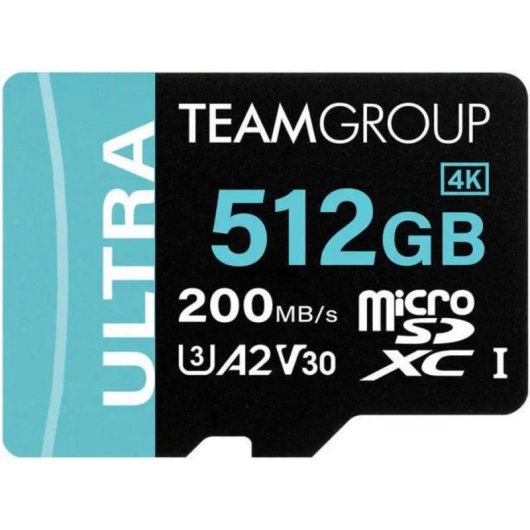 Carte microSD Team TULMSDX512GIA2V3022503 512GB Ultra rapide 200MB/s