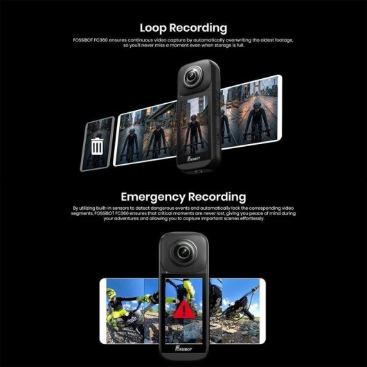 Action Camera Fossibot Fc360 8K UltraWide WiFi BT Stabilizzazione Avanzata