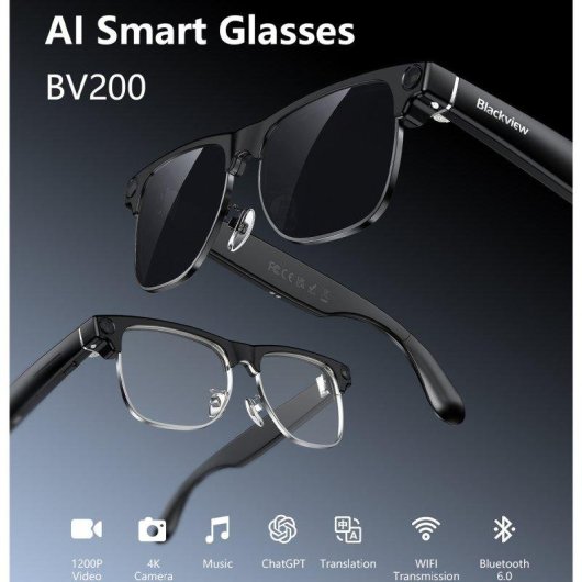 Blackview BV200 Lunettes intelligentes Caméra 8MP IA Intégrée Haut-parleurs IP54
