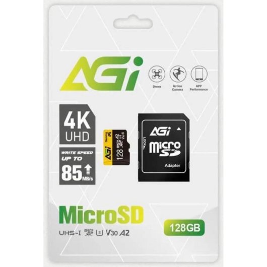 Carte MicroSD AGI Supreme TF138 128GB Classe 10 UHS-I V30 A2