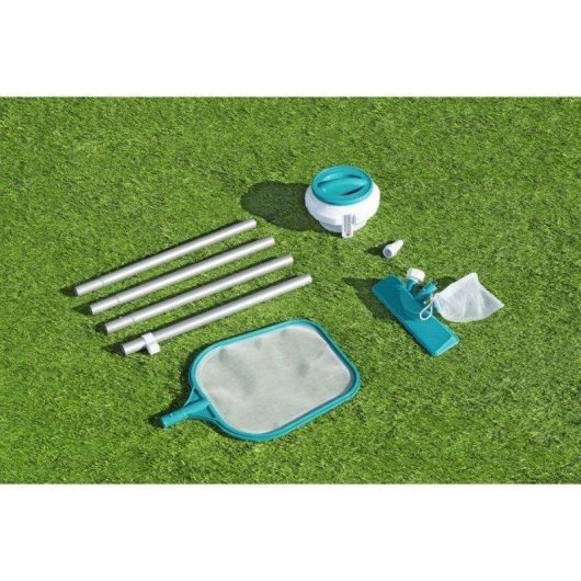 Bestway AquaClear Poolschutz-Set: Sauger, Skimmer, Chemguard-Dosierer mit Thermometer, 50 Streifen & 9 Flicken