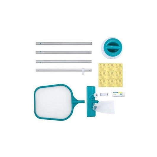 Bestway AquaClear Poolschutz-Set: Sauger, Skimmer, Chemguard-Dosierer mit Thermometer, 50 Streifen & 9 Flicken