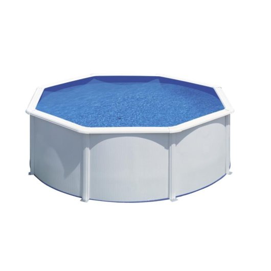 Piscina desmontable GRE Fidji Ø4,80 m Acero blanc, filtration sable 4 m³/h