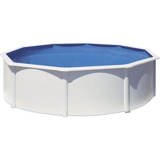 Piscina desmontable GRE Fidji Ø4,80 m Acero blanc, filtration sable 4 m³/h