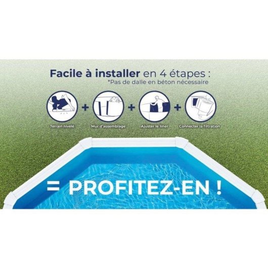 Piscina desmontable GRE Fidji Ø4,80 m Acero blanc, filtration sable 4 m³/h