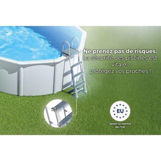 Piscina desmontable GRE Fidji Ø4,80 m Acero blanc, filtration sable 4 m³/h