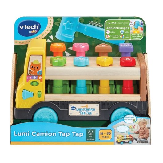 Juguete interactivo VTech Lumi Camion Tap Tap con luces LED y martillo