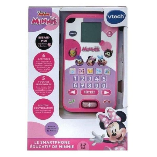 Smartphone educativo infantil VTech Minnie con pantalla animada y teclado 10 dígitos