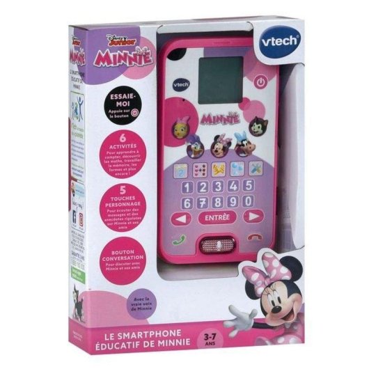Smartphone educativo infantil VTech Minnie con pantalla animada y teclado 10 dígitos