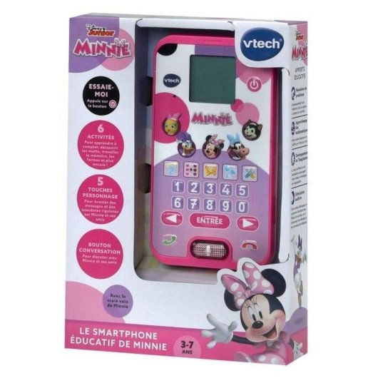 Smartphone educativo infantil VTech Minnie con pantalla animada y teclado 10 dígitos