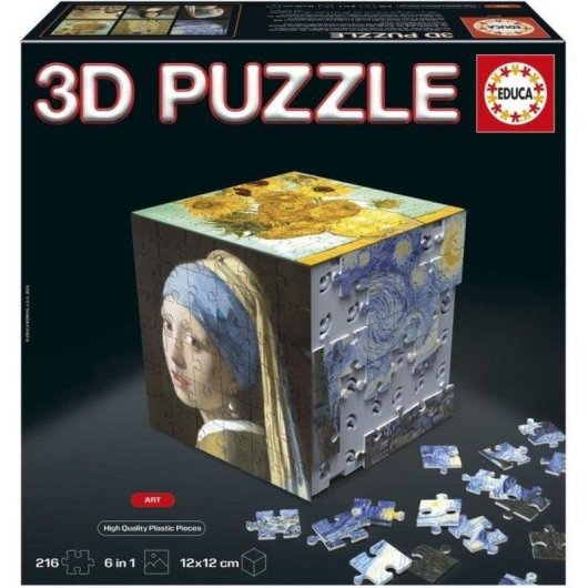Puzzle 3D Educa Borras 6 in 1 216 pezzi Opere d'arte Base cubo