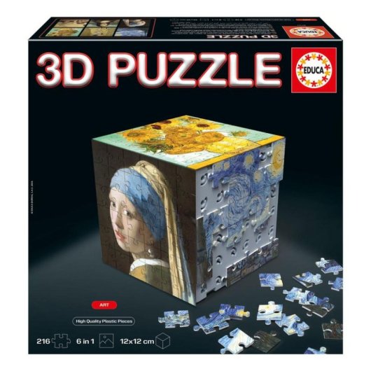 Puzzle 3D Educa Borras 6 in 1 216 pezzi Opere d'arte Base cubo