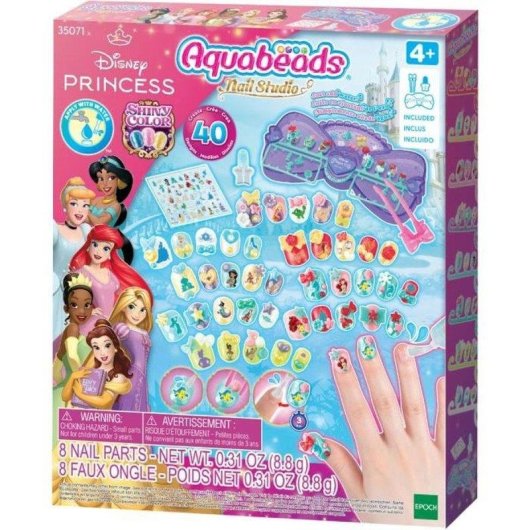 Kit Manicure Aquabeads Princesas Disney 40 Unhas Decorativas