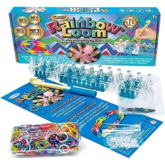 Kit de tejido Bandai Rainbow Loom Original con 600 bandas de goma multicolores