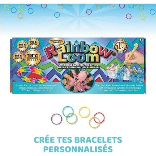 Kit de tejido Bandai Rainbow Loom Original con 600 bandas de goma multicolores