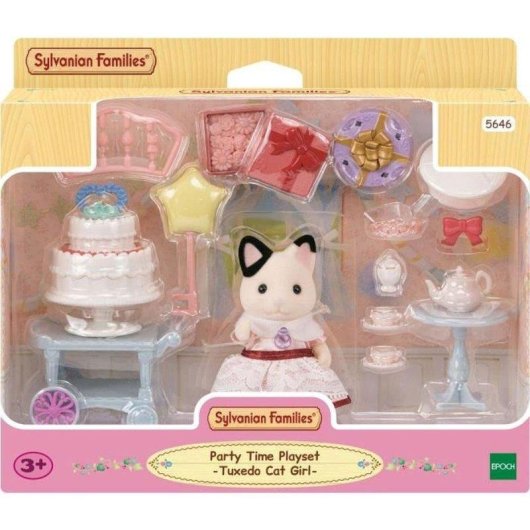 Sylvanian Families Set Chá Aniversário Rapariga Gato Bicolor 25 Acessórios