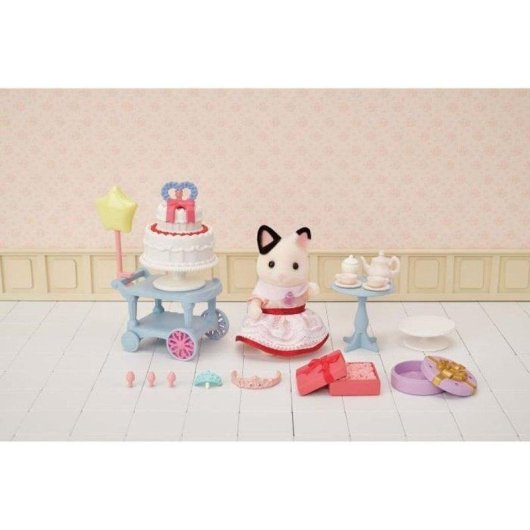 Sylvanian Families Set Chá Aniversário Rapariga Gato Bicolor 25 Acessórios