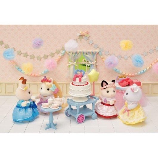 Sylvanian Families Set Chá Aniversário Rapariga Gato Bicolor 25 Acessórios