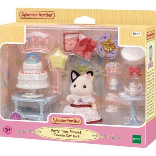 Sylvanian Families Set Chá Aniversário Rapariga Gato Bicolor 25 Acessórios