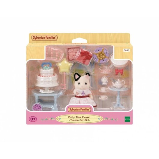 Sylvanian Families Set Chá Aniversário Rapariga Gato Bicolor 25 Acessórios