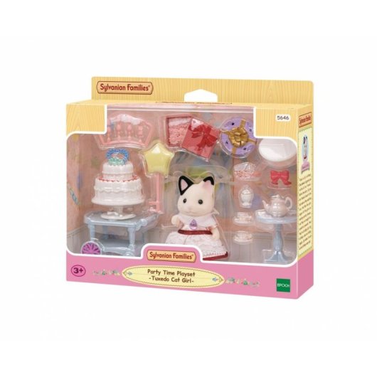 Sylvanian Families Set Chá Aniversário Rapariga Gato Bicolor 25 Acessórios