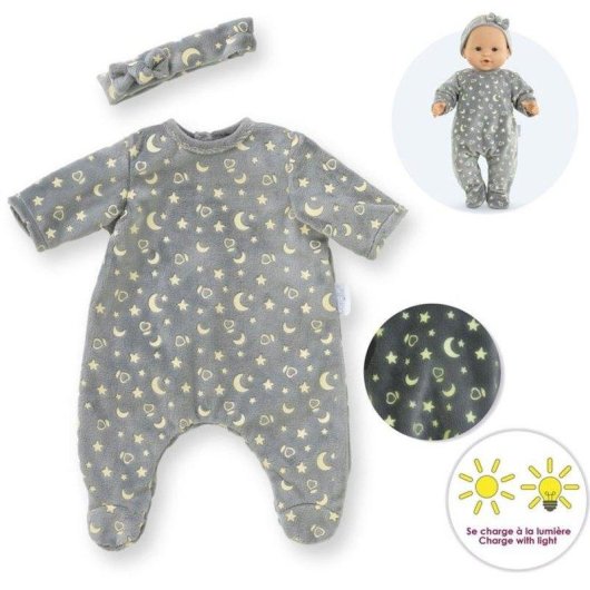 Pyjama-Set und Haarreif für Corolle BB36 Puppe 36 cm