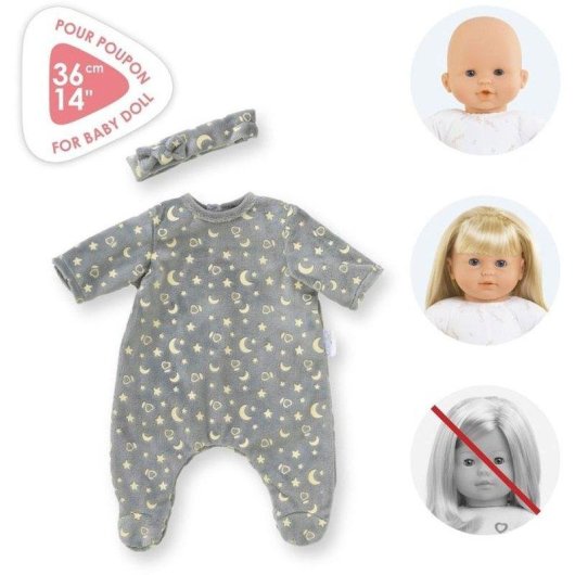 Pyjama-Set und Haarreif für Corolle BB36 Puppe 36 cm