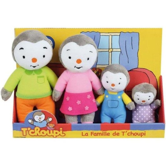 Set Stofftiere Jemini T'choupi Familie 4 Teile waschbar 9,5-19 cm
