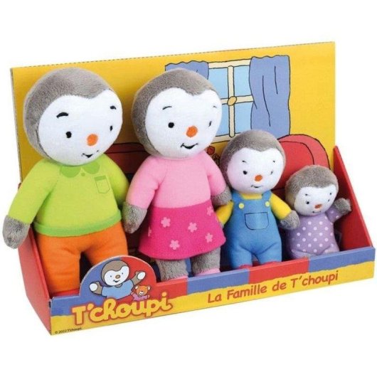 Set Stofftiere Jemini T'choupi Familie 4 Teile waschbar 9,5-19 cm