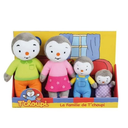 Set Stofftiere Jemini T'choupi Familie 4 Teile waschbar 9,5-19 cm