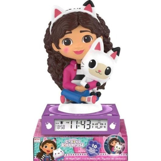Sveglia Bambini 3D Gabby's Dollhouse Con Luce Notturna LED