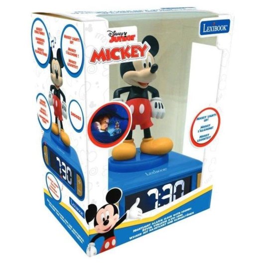 Sveglia digitale Lexibook Mickey Mouse 3D con luce notturna e effetti sonori