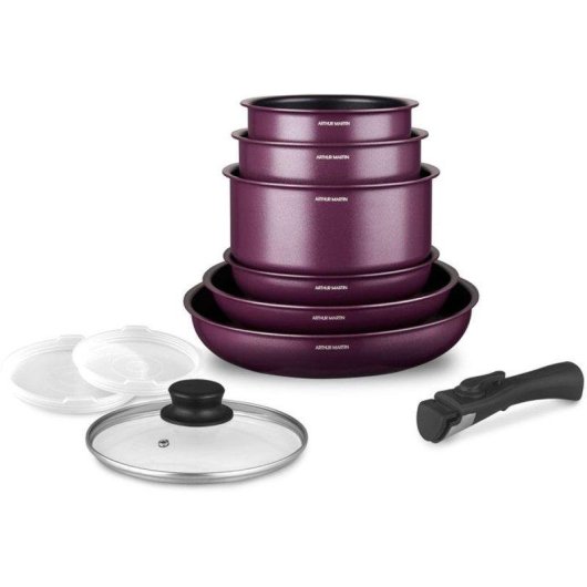 Küchenutensilien Set Arthur Martin AM2991 Aluminium beschichtet lila 10-teilig