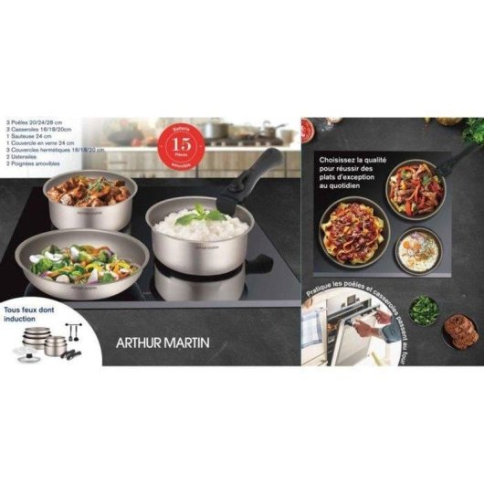 Set Batería Cocina Arthur Martin AM133CH 15 Piezas Aluminio Antiadherente
