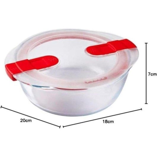 Placa Pyrex Cook & Heat Vidro Borossilicato Redonda 20cm 1.1L Tapa Hermética