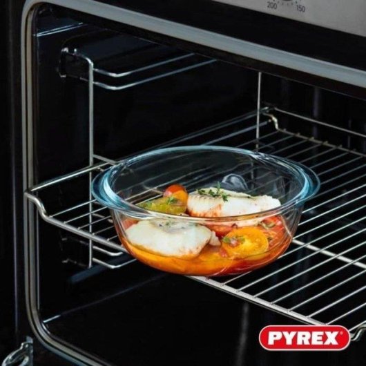 Placa Pyrex Cook & Heat Vidro Borossilicato Redonda 20cm 1.1L Tapa Hermética
