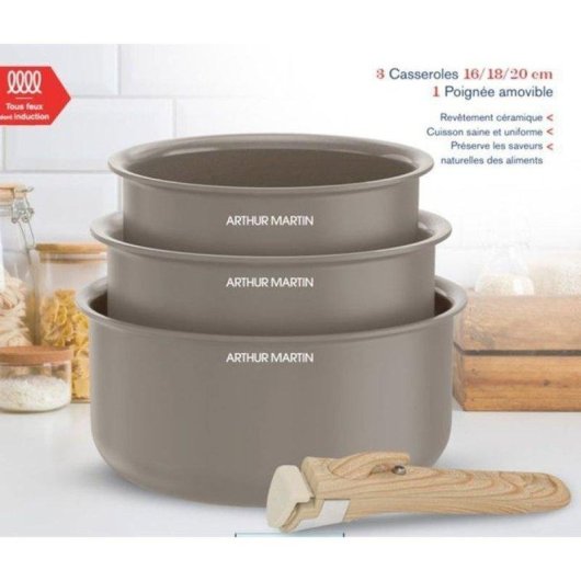Topf-Set Arthur Martin AM1122 16/18/20 cm Aluminium Keramik Induktion