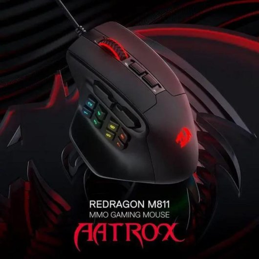 Maus Redragon M811 USB 6200 DPI 15 Tasten Schwarz Ergonomisch RGB