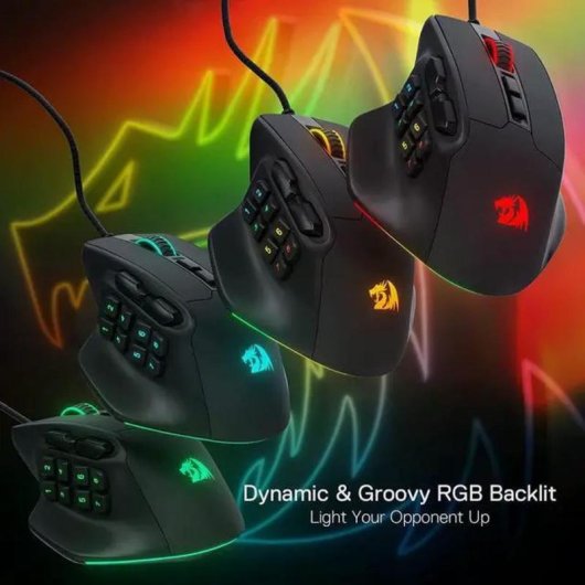 Maus Redragon M811 USB 6200 DPI 15 Tasten Schwarz Ergonomisch RGB