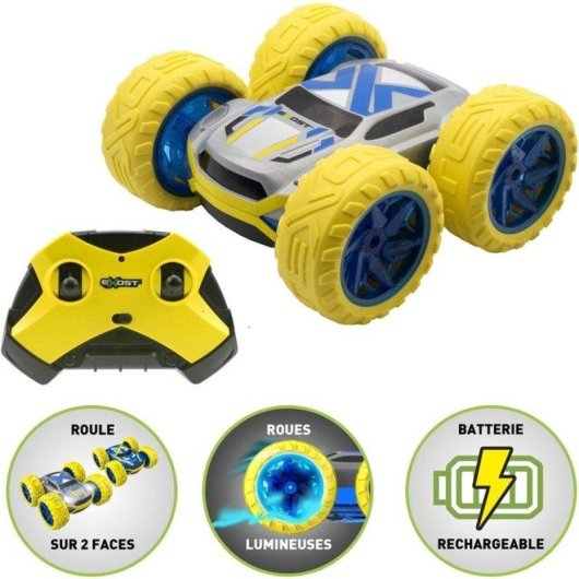 Coche Teledirigido Exost 360 Cross Flash 1:18 Amarillo 360° Volteretas LED